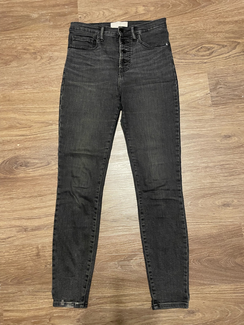 Everlane Black High-Rise Button-Fly Skinny Jeans
